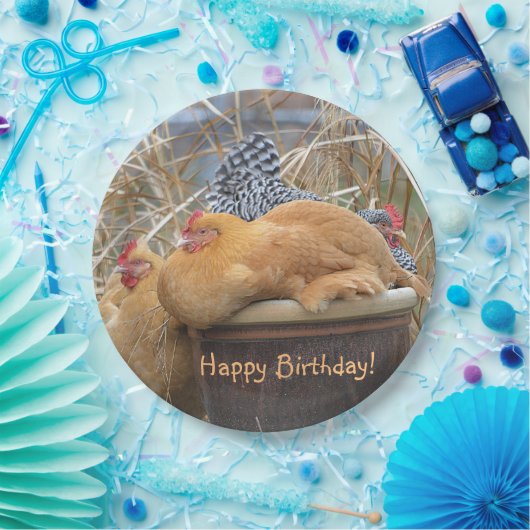 Happy Birthday Funny Chickens Pappteller (Party)