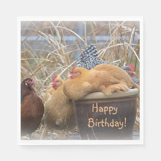 Happy Birthday Funny Chickens Serviette (Vorderseite)
