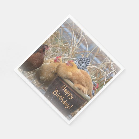 Happy Birthday Funny Chickens Serviette (Ecke)