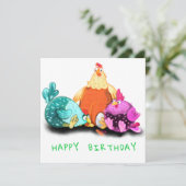 Happy Birthday - Funny Chickens Wart Egg Hatch (Stehend Vorderseite)