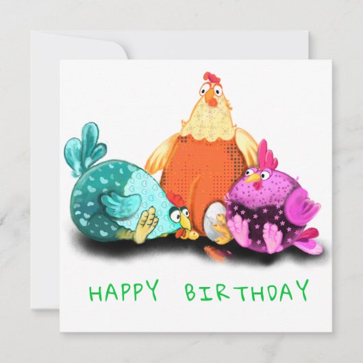 Happy Birthday - Funny Chickens Wart Egg Hatch (Vorderseite)