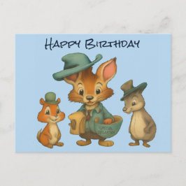 Happy Birthday Funny Cute Cartoon Animal Delivery  Feiertagspostkarte