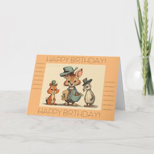 Happy Birthday Funny Cute Cartoon Animals Courier  Karte (Vorderseite)