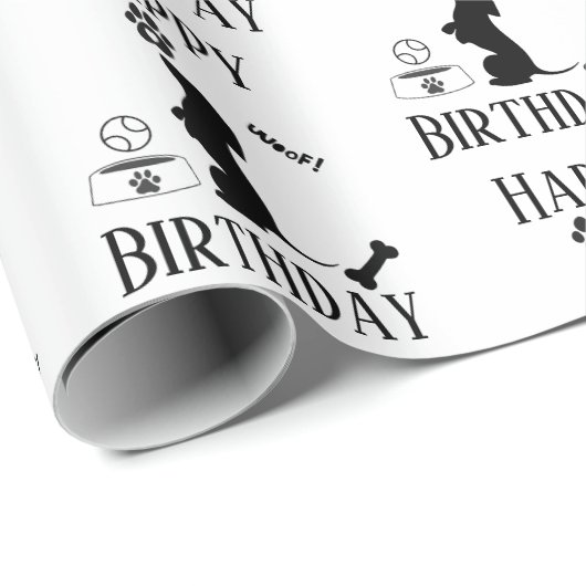 Happy Birthday Funny Dackel Wrapping Paper Geschenkpapier (Rolleneckpunkt)