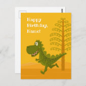 Happy Birthday Funny Dinosaur Dino Jurassic Postkarte (Vorne/Hinten)