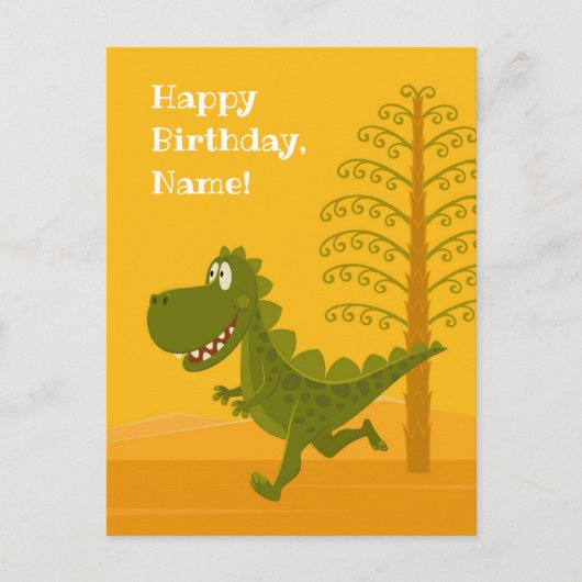 Happy Birthday Funny Dinosaur Dino Jurassic Postkarte (Vorderseite)