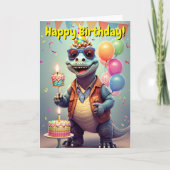 Happy Birthday | Funny Dinosaur Karte (Vorderseite)
