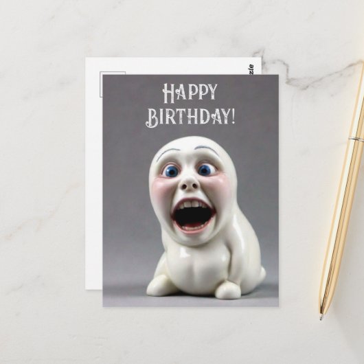 Happy Birthday Funny Figurine Postkarte (Vorderseite/Rückseite Beispiel)