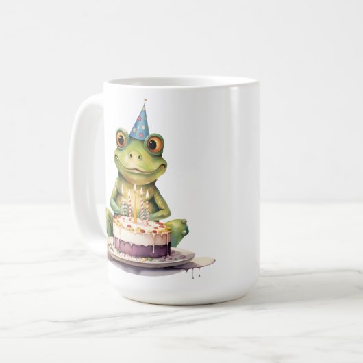 Happy Birthday Funny Frosch Kaffeetasse (Vorderseite Links)