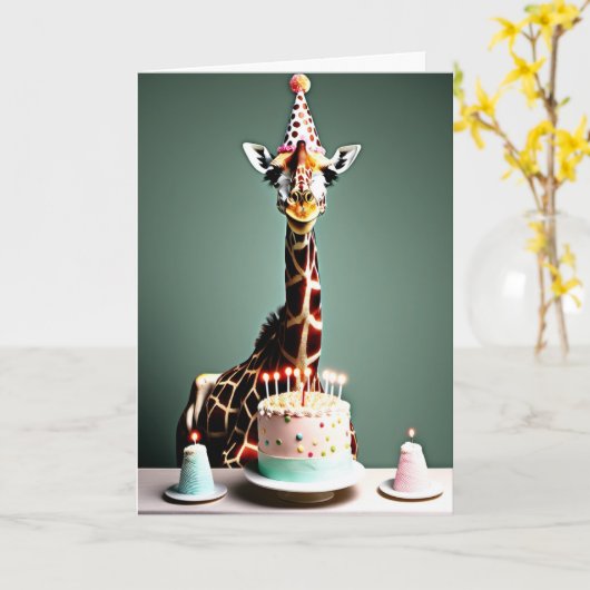 Happy Birthday Funny | Giraffe Karte (Gelbe Blume)