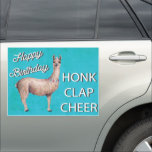 Happy Birthday Funny Llama Car Parade Auto Magnet<br><div class="desc">Viel Spaß mit diesem glücklichen Geburtstag lustiges Party Aquarell Lama. Lass allen,  die wissen,  um zu ehren,  klatschen und jubeln für den Geburtstag Person! Freuen Sie sich auf ein buntes Design,  das sich perfekt für Ihre Autoparade eignet oder einfach nur durch die Stadt fährt.</div>