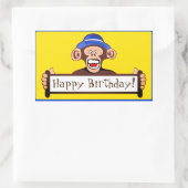 Happy Birthday Funny Monkey mit Sign Rechteckiger Aufkleber (Tasche)