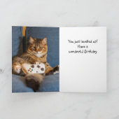 Happy Birthday Funny Playing Games Gamer Cat Karte (Innenseite)