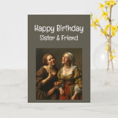 Happy Birthday Funny Sister and Friend Karte (Gelbe Blume)