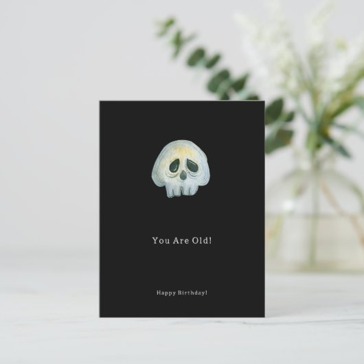 Happy Birthday Funny Skeleton Card Postkarte (Stehend Vorderseite)