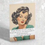 Happy Birthday Funny Sprichwort Retro Frau Karte<br><div class="desc">Dieses Design wurde mithilfe von digitaler Kunst erstellt und kann in dem Bereich personalisiert sein, der zur Verfügung gestellt wird, oder indem Sie den Klick wählen, um weitere Optionen anzupassen und den Namen, die Initialen oder die Wörter zu ändern. Sie können auch die Textfarbe und den Textstil ändern oder den...</div>