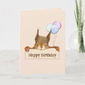 Happy Birthday Funny Squirrel Balloon Custom Text Karte (Vorderseite)