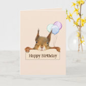 Happy Birthday Funny Squirrel Balloon Custom Text Karte (Gelbe Blume)