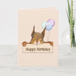 Happy Birthday Funny Squirrel Balloon Custom Text Karte