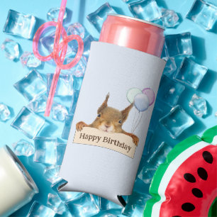 Happy Birthday Funny Squirrel Balloon Custom Text Selters Dosenkühler