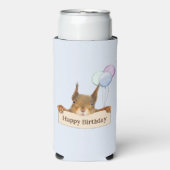 Happy Birthday Funny Squirrel Balloon Custom Text Selters Dosenkühler (Seltzer Vorderseite)