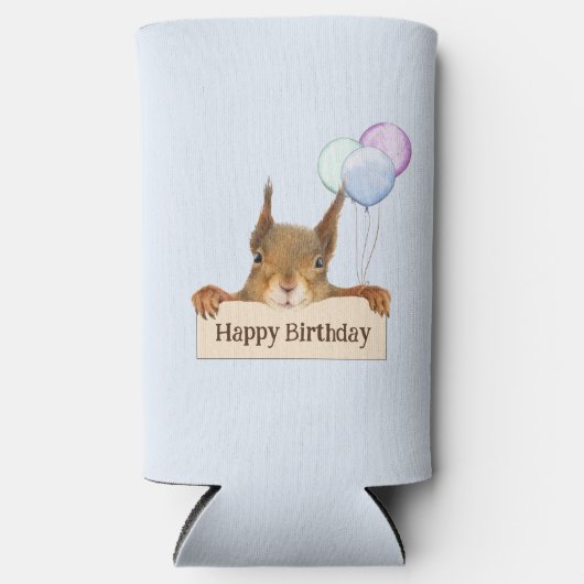 Happy Birthday Funny Squirrel Balloon Custom Text Selters Dosenkühler (Vorderseite)