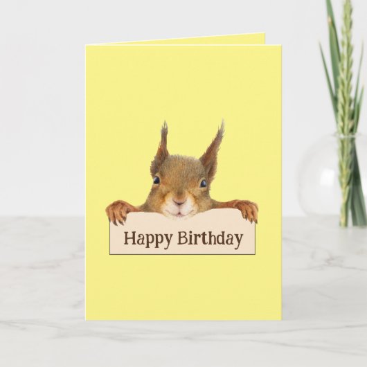 Happy Birthday Funny Squirrel Custom Text Karte (Vorderseite)