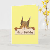 Happy Birthday Funny Squirrel Custom Text Karte (Gelbe Blume)