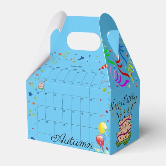 Happy Birthday Gable Favor Box August 2022 Blue Geschenkschachtel (Vorderseite)