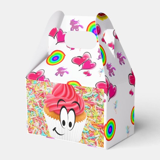 Happy Birthday Gable Favor Box Cupcake Geschenkschachtel (Rückseite)