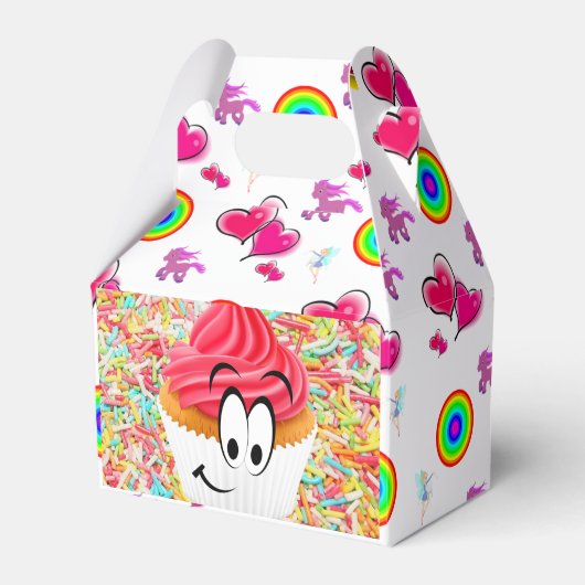 Happy Birthday Gable Favor Box Cupcake Geschenkschachtel (Vorderseite)