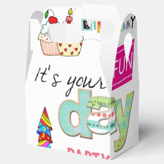 Happy Birthday Gable Favor Box FUN Cupcake Geschenkschachtel (Geöffnet)