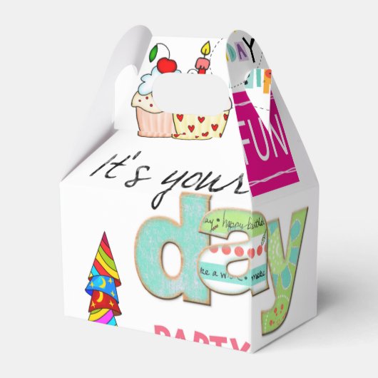 Happy Birthday Gable Favor Box FUN Cupcake Geschenkschachtel (Vorderseite)