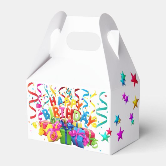 Happy Birthday Gable Favor Box Geschenkschachtel (Rückseite)