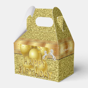 Happy Birthday Gable Favor Box Gold Horse Geschenkschachtel
