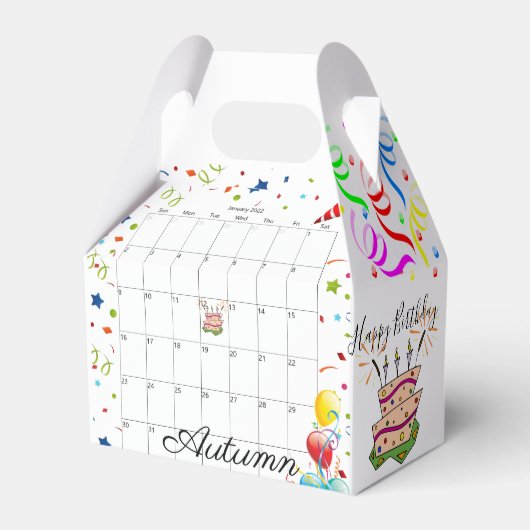 Happy Birthday Gable Favor Box Januar 2022 Geschenkschachtel (Vorderseite)