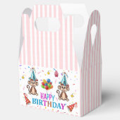 Happy Birthday Gable Favor Box Pink Stripe Monkeys Geschenkschachtel (Geöffnet)