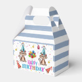 Happy Birthday Gable Favor Box Pink Stripe Monkeys Geschenkschachtel (Rückseite)