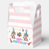 Happy Birthday Gable Favor Box Pink Stripe Monkeys Geschenkschachtel (Geöffnet)