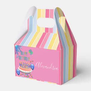 Happy Birthday Gable Favor Box Stripe Geschenkschachtel