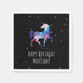 Happy Birthday Galaxy Unicorn Serviette (Vorderseite)