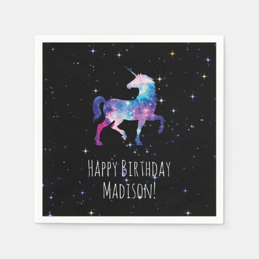Happy Birthday Galaxy Unicorn Serviette (Vorderseite)