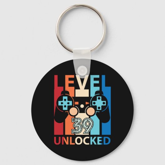 Happy Birthday Gamer Level &#; Years Old Unlocked Schlüsselanhänger (Vorderseite)
