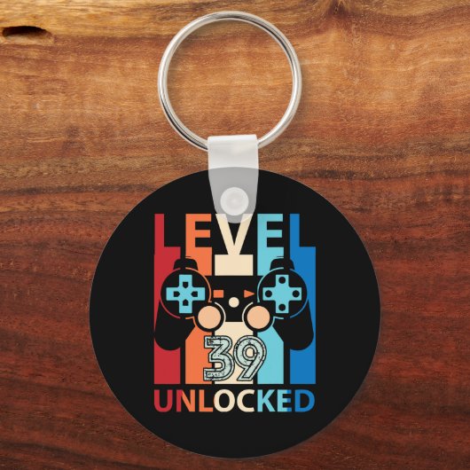 Happy Birthday Gamer Level &#; Years Old Unlocked Schlüsselanhänger (Vorderseite)
