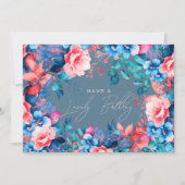 Happy Birthday Garden Floral Dusty Blue Blush Karte (Vorderseite)