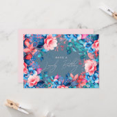 Happy Birthday Garden Floral Dusty Blue Blush Karte (Vorderseite/Rückseite Beispiel)