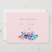 Happy Birthday Garden Floral Dusty Blue Blush Karte (Rückseite)