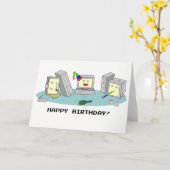 "Happy Birthday" Geeky Computer Card, LAN Party Karte (Gelbe Blume)