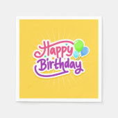 Happy Birthday Gelb fröhliches Party Serviette (Vorderseite)