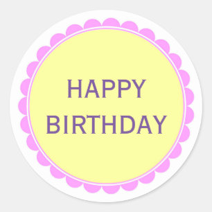 Happy Birthday gelbe Rose Runder Aufkleber
